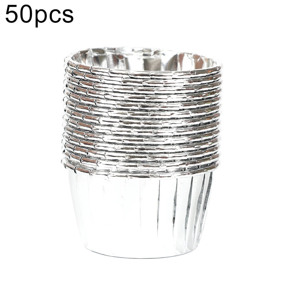 STANDARD Foil Cupcake Liners / Baking Cups – 50 ct WHITE – Cake