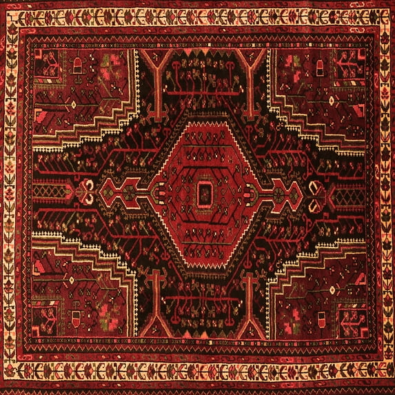 Ahgly Company Indoor Square Persian Orange Traditional Area Rugs, 4' Square