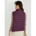 thumbnail image 6 of Wenseny Women’s Stand-up Collar Padded Warm Puffer Vest Zipper Outerwear Quilted Coat Dark Purple 3XL, 6 of 8