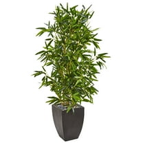 Nearly Natural 5'H Bamboo Artificial Tree in Black Planter (Real Touch) UV Resistant (Indoor/Outdoor)