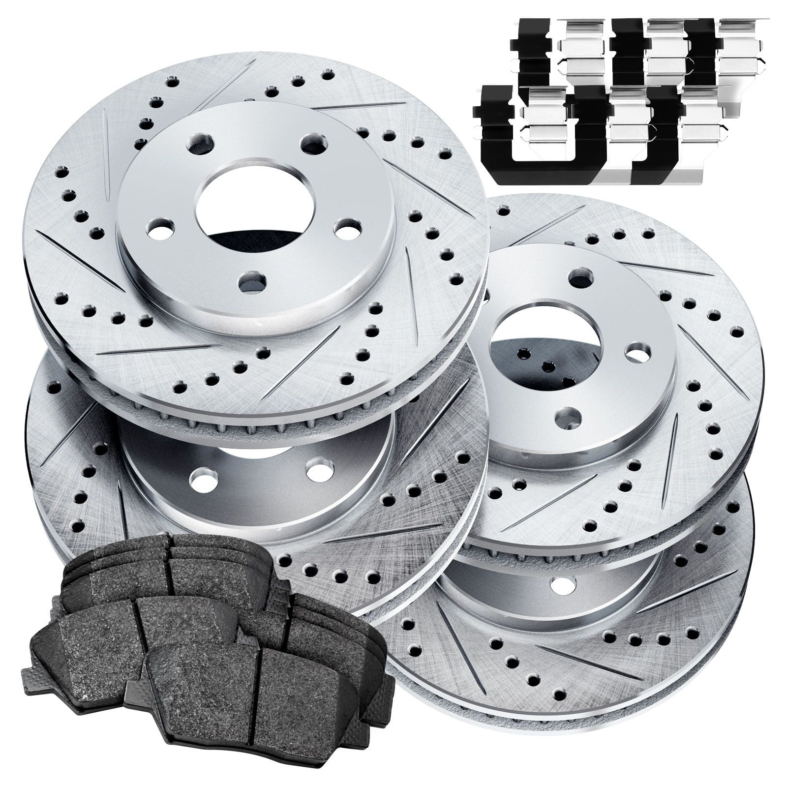Front & Rear Drill Slot Brake Rotors And Ceramic Pads For Audi A6 RWD Quattro 