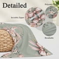 thumbnail image 2 of Easter Bunny Pillow Covers, Linen Long Throw Pillow Case, Cute Rabbit Rose Floral Country Leaves Plants Green Holiday Pillow Protector Decorative Cushion Cover for Living Room/Bedroom 24" x 36", 2 of 8