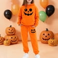 thumbnail image 2 of MEZZALL Halloween Pumpkin Print Tracksuit for Girls, Oversized Long Sleeve Hoodie with Pocket & High Waist Jogger Pants Set, Soft Warm Casual Outfit for School Holiday Outdoor Wear Soft Clothes Sets, 2 of 3
