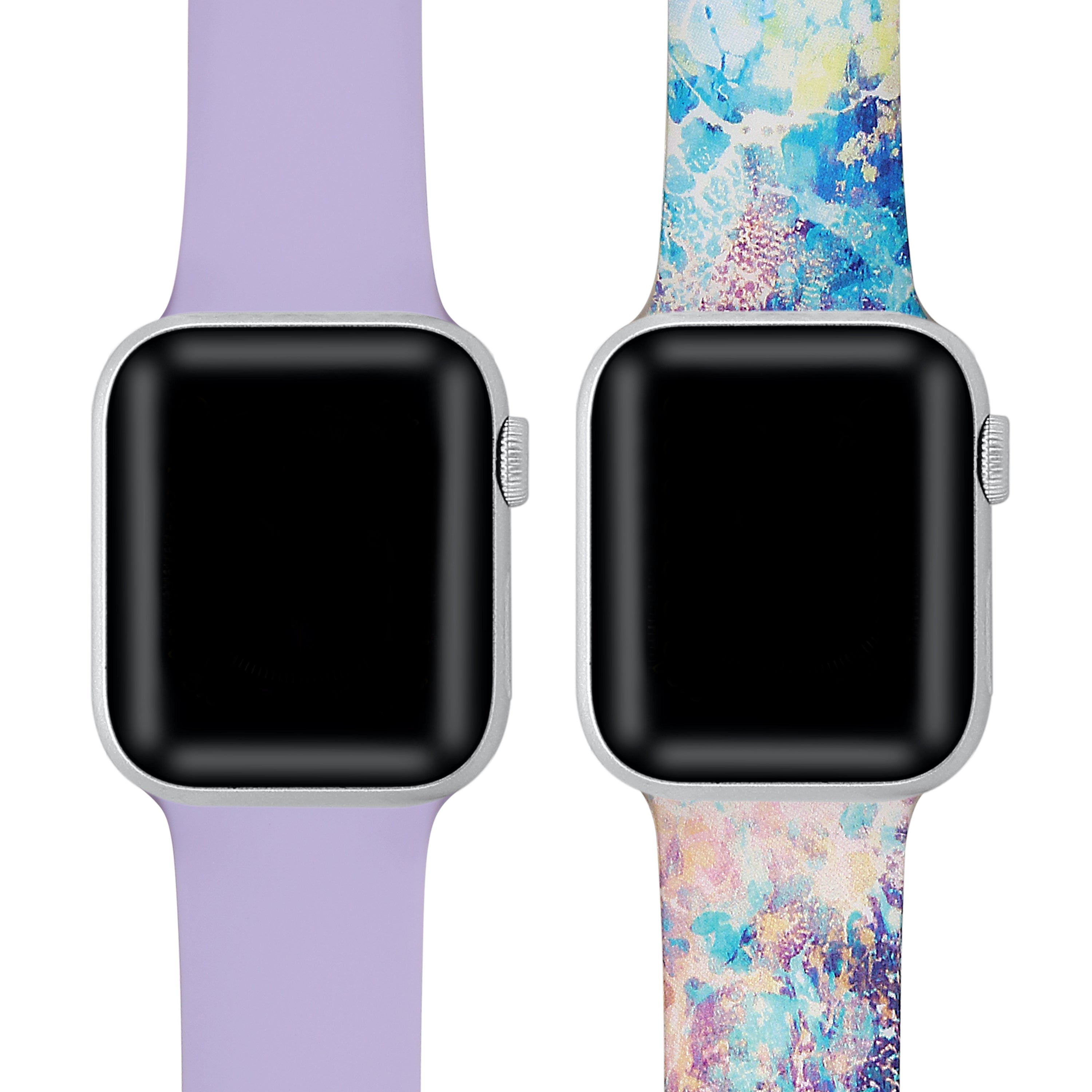 Posh Tech Unisex Watercolor/Lavender 2-pack Silicone Sport Bands for Apple Watch Size 42mm/44mm/45mm