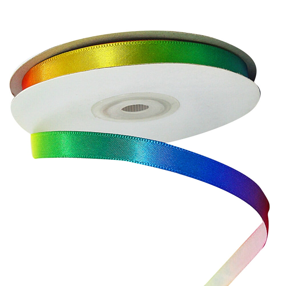 Rouleau De Ruban Arc-en-ciel Polyester - Ruban Décoratif Coloré Pour DIY, Emballage Cadeau, Décoration Fête & Gâteaux