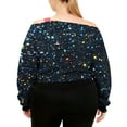 thumbnail image 7 of Women's Off Shoulder Crop Sweatshirt Plus Size Fashion One Shoulder Long Sleeve Pullover Top with Strap Design Dark Blue XL, 7 of 7