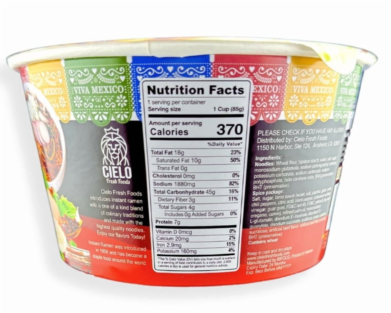 Birria Instant Ramen Noodle Soup - 6-Pack of 2.82oz Spicy Ramen Bowls