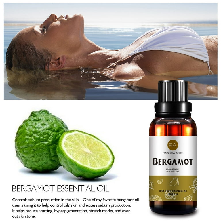 Bergamot Essential Oil (30ML), 100% Pure Natural Organic Aromatherapy  Bergamot Oil for Diffuser, Massage, Skin Care, Yoga, Sleep