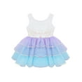 thumbnail image 2 of Eandarui Kids Girls Gymnastics Leotard Dress Sequin Shiny Ballet Ruffled Tulle Skirts Princess Party Light Blue 3T, 2 of 7