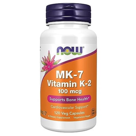 NOW Supplements, MK-7 Vitamin K-2 100 mcg, Cardiovascular Support*, Supports Bone Health*, 120 Veg Capsules