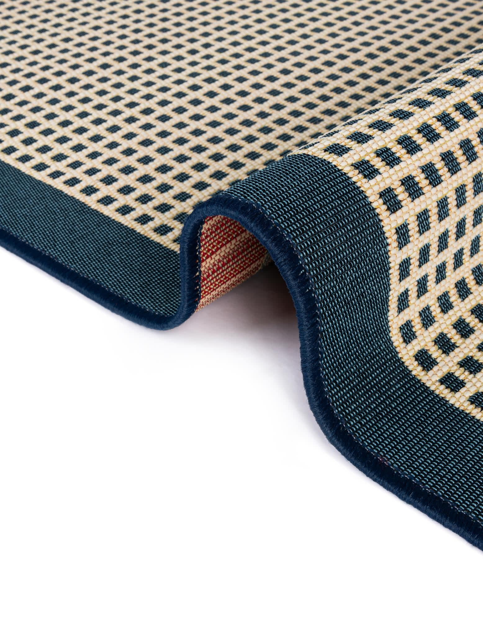 Unique Loom Outdoor Border Collection Area Rug - Frame (9' x 12' Rectangle Navy Blue/Ivory)