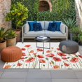thumbnail image 2 of Red Poppy Outdoor Rug for Patio/Deck/Porch, Non-Slip Large Area Rug 3 x 5 Ft, Spring Summer Flowers Botanical Watercolor Indoor Outdoor Rugs Washable Area Rugs, Reversible Camping Rug Carpet Runner, 2 of 8