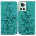 thumbnail image 2 of Compatible avec OnePlus 10R Étui Portefeuille Gaufré Lily avec Porte-Cartes Étui à Rabat en Cuir PU, 2 of 5