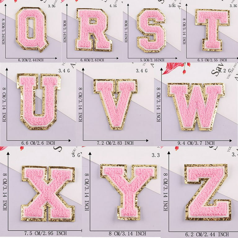 Large Pink Towel English letter Patches for Clothes Embroidery Appliques  Child Women Clothing Name Badges Accessories K 