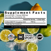 Creatine HCl Powder, Muscle, Cognitive & Energy Support, Lemon Lime, 64 Servings