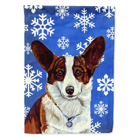 Corgi Winter Snowflakes Holiday Flag Canvas House Size