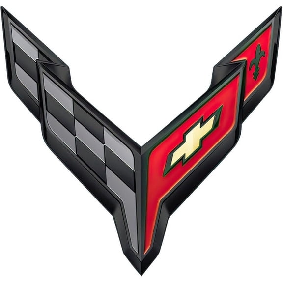 C8 Corvette Trunk Crossed Flag Metal Under Lid Frunk Emblem - Black for 2020-2023 Corvettes