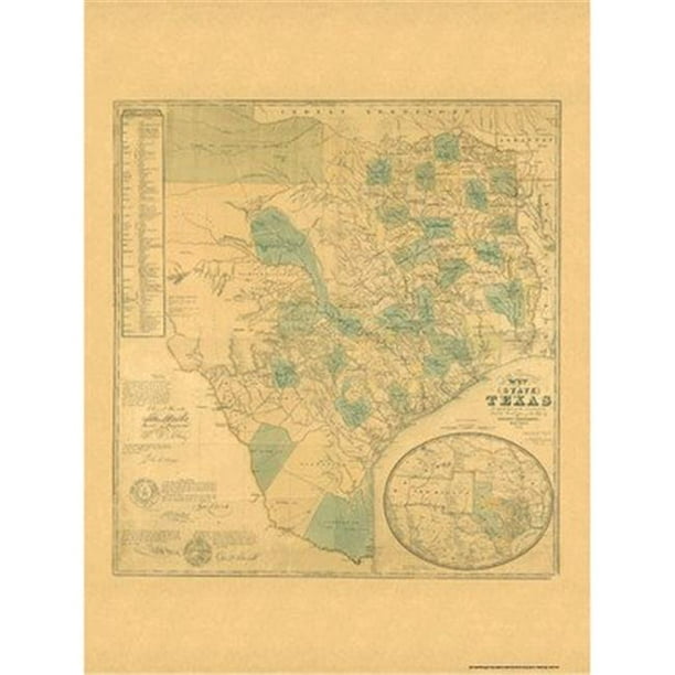 Universal Map 16178 Texas 1853 Historical Print Mounted