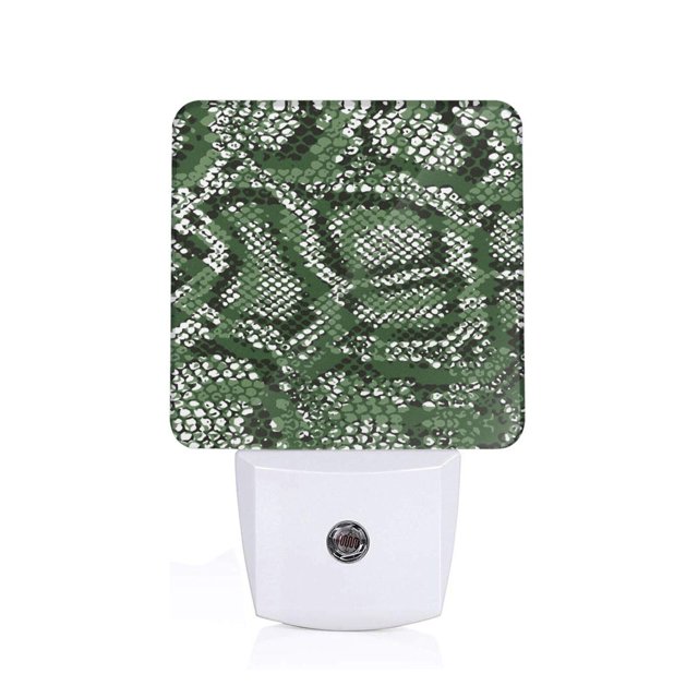 Balery Green Snakeskin Luz Nocturna LED con Sensor Automático, Enchufe con Sensor Crepuscular, Luz Suave de 0.5W para Dormitorio, Pasillo, Baño-US
