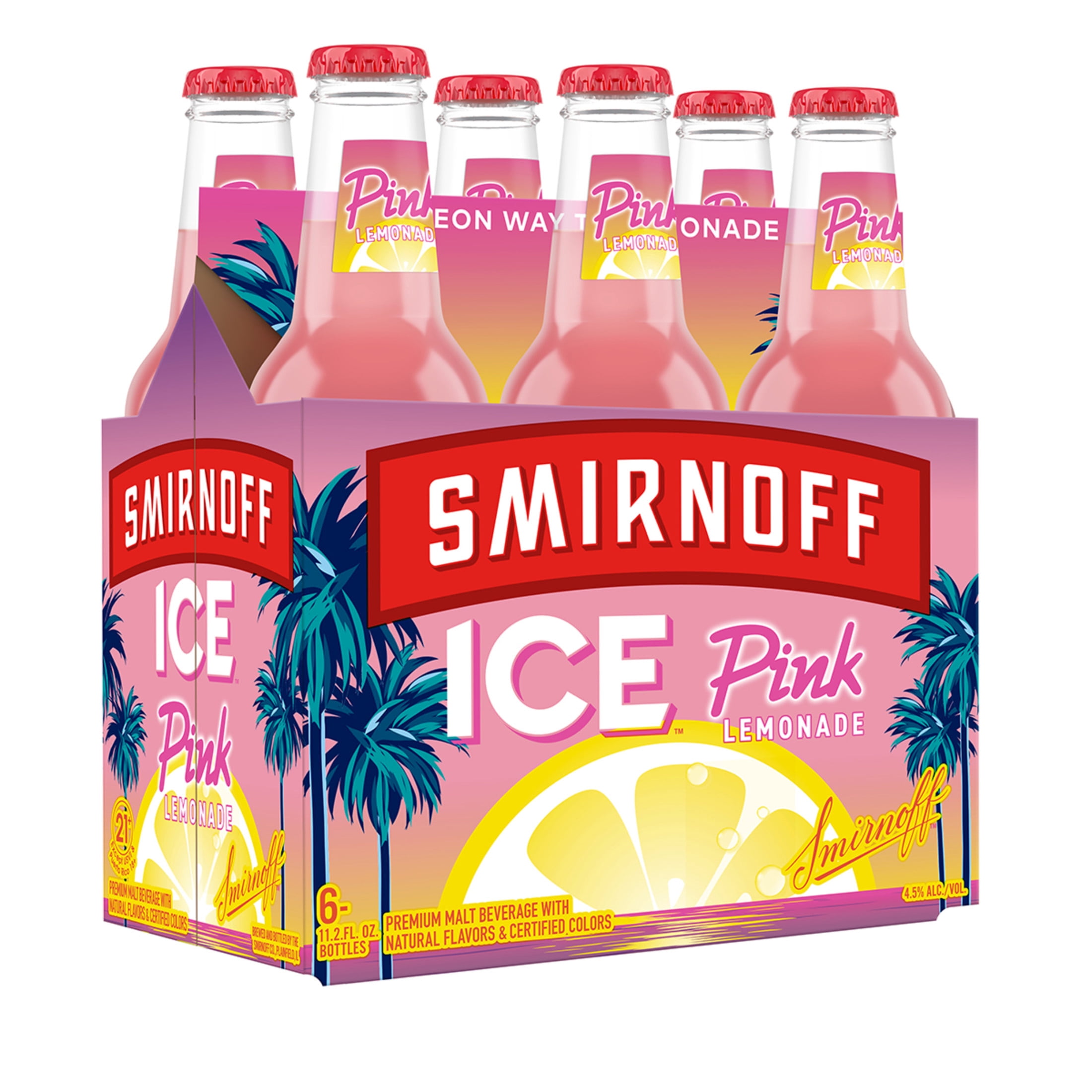 Smirnoff Ice Pink Lemonade 6 Pack 11.2 fl oz Bottles 4.5% ABV