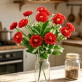 thumbnail image 5 of Cemetery Flowers for Grave Artificial Memorial Flowers for Gravesite 17.7" Red Silk Peonies Fake Hydrangea Flowers Bouquet Faux Floral Arrangements for Outdoor Decor Kitchen Table Wedding, 5 of 7