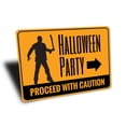 thumbnail image 3 of Halloween Party, Proceed with Caution, Halloween Arrow Sign, Party This Way Aluminum Metal Decor Sign - 4x18 inches, 3 of 4
