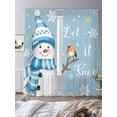 thumbnail image 2 of Blue Snowman Christmas Sheer Curtains 108 Inch Length 2 Panels Set, Xmas Snowflake Birds Voile Window Treatment Semi Sheer Long Curtains Drapes for Bedroom/Living Room/Kitchen 52"x108"x2, 2 of 7