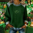 thumbnail image 2 of MDUKONU Women's St. Patrick's Day Shamrock Sweater Art Print Long Sleeve Crewneck Irish Shirts Green Tops Dark Green XL, 2 of 4