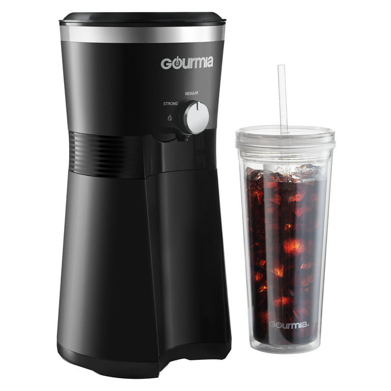  Homecraft 20 oz Iced Coffee Maker with Single Serve Insulated  Tritan Tumbler and Straw, Reusable Coffee Filter, Black: Home & Kitchen