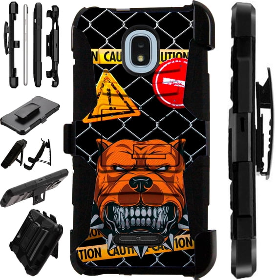 Compatible with Cricket Icon 2 (2020) Hybrid LuxGuard Holster Phone Case Cover (Mad Dog Caution)