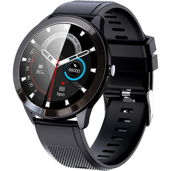 1.28 Inch HD Fitness Tracker Watch with Touch Screen Heart Rate Monitor Camera Music Control, IP68 Waterproof Smart Watch