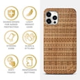 thumbnail image 4 of Case Yard Wooden Case Outside Soft TPU Silicone, Slim Fit Shockproof Wood Protective Phone Cover for Girls Boys Men and Women, Supports Wireless Charging Aztec Pattern Design case for iPhone-12/12-Pro, 4 of 7