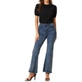 thumbnail image 3 of INSPIRE CHIC Women's Floral Puff Sleeves Pleated Collar Button Down Shirt XL Black, 3 of 8