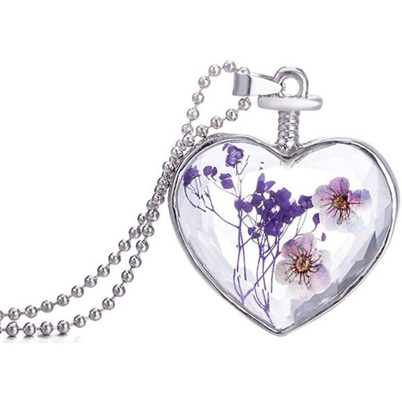 Zephyriana 1Pcs Purple Flower Fairy Beautiful Necklace Women's Metal Pendant Alloy Dried Flower Jewelry Clever treatment