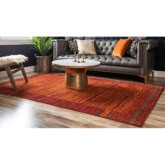 Unique Loom Autumn Collection Border Casual Rustic Warm Toned Terracotta Area Rug (9' 0 x 12' 0)