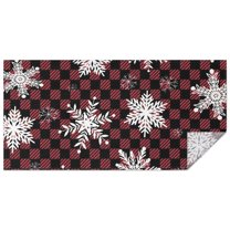 Red and Black Checkered Christmas Snowflake Rectangle Tablecloth 60"x120",Waterproof Polyester Rectangle Table Cloth, Wipeable Spillproof Polyester Tablecloth for Dining, Camping, Indoor and Outdoor