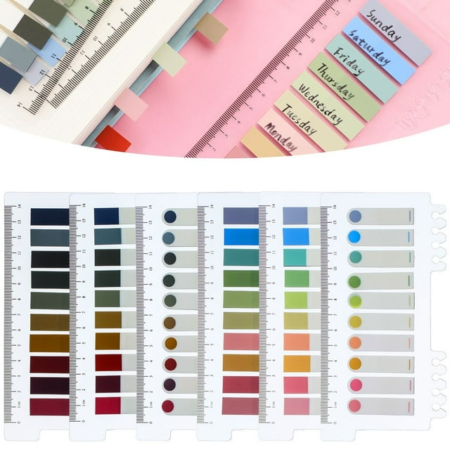 1200 Pcs Onglets d'Index, Onglets de Notes Adhésives Translucides Inscriptibles avec Règle, 20 Couleurs Morandi Marque-Pages Repositionnables pour Marquage de Pages Classement de Fichiers
