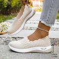 thumbnail image 2 of Women's Woven Orthopedic Breathable Shoes Comfortable Walking Sneakers with Arch Support Walking Slip on Tenis Shoes Beige Size 8, 2 of 5