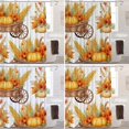thumbnail image 4 of Cortina de ducha con decoración de cosecha del día de Acción de Gracias, carretilla con calabazas, flores, maíz, decoración de baño, anillos de plástico de fibra de poliéster, de secado rápido,, 4 of 4