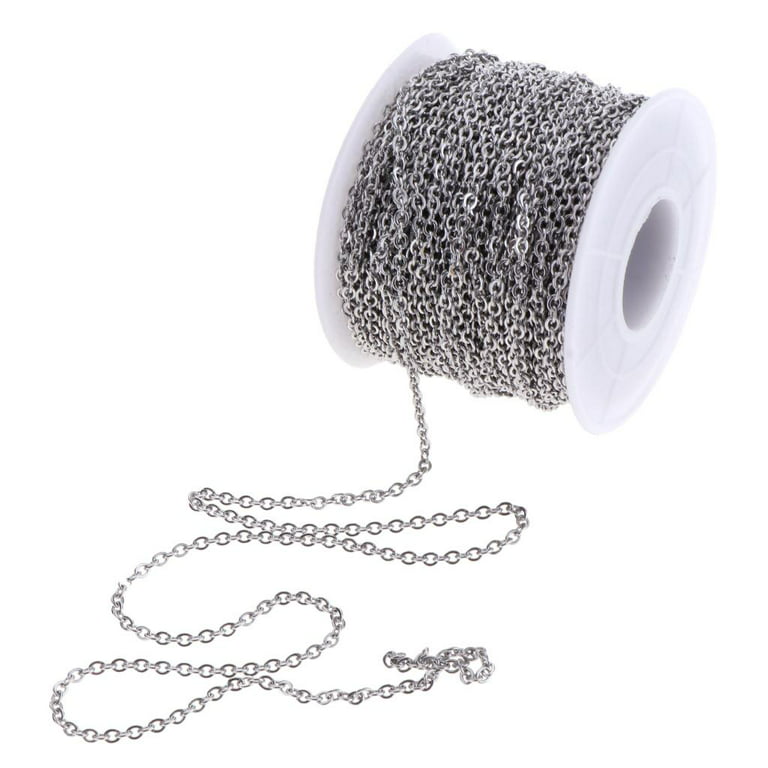 13yd Stainless Steel Cable Link Chain Bulk for Making 2mm, Women's, Size: 12 Meters, Silver