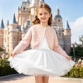 thumbnail image 5 of Toddler Baby Girls Hollow Out Pattern Cardigans Kids Long Sleeve Cropped Shrug Sweater Fashion Thin One Button Shawl Tops 6Months-9Years ,Pink ,3 Years, 5 of 8