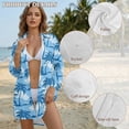 thumbnail image 6 of Xoenoiee Blue Palm Tree Cloud Print Women's Long Sleeve Shirt Button Down Tunic Dresses Beach Cover-ups Curved Hem Oversized Blouse Tops with Pockets, 2XL, 6 of 7