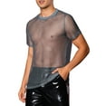 thumbnail image 4 of INSPIRE CHIC Glitter Mesh Sheer T Shirt for Men's Round Neck Short Sleeve See Through Party Tee Tops, 4 of 5