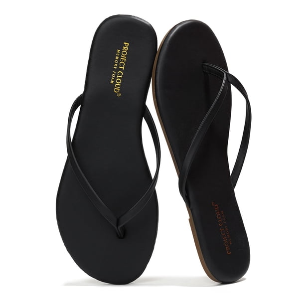 Sandalias tipo flip flop Project Cloud con espuma viscoelástica, veganas, negras, talla 5.5