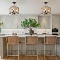 thumbnail image 2 of LNC 3-Light Farmhouse Bronze Semi-Flush Mount Rustic Wood Candlestick Semi-Flush Mount, 2 of 9
