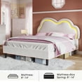 thumbnail image 4 of Merluxy Queen Bed Frame with LED Light,Adjustable Cloud Headboard,No Box Spring Needed,Cream, 4 of 9