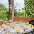 thumbnail image 2 of Ambesonne Emoji Fitted Round Tablecloth, Spring Atmosphere Funny Faces, 40"- 44" Diameter, Pale Purple Off White, 2 of 5