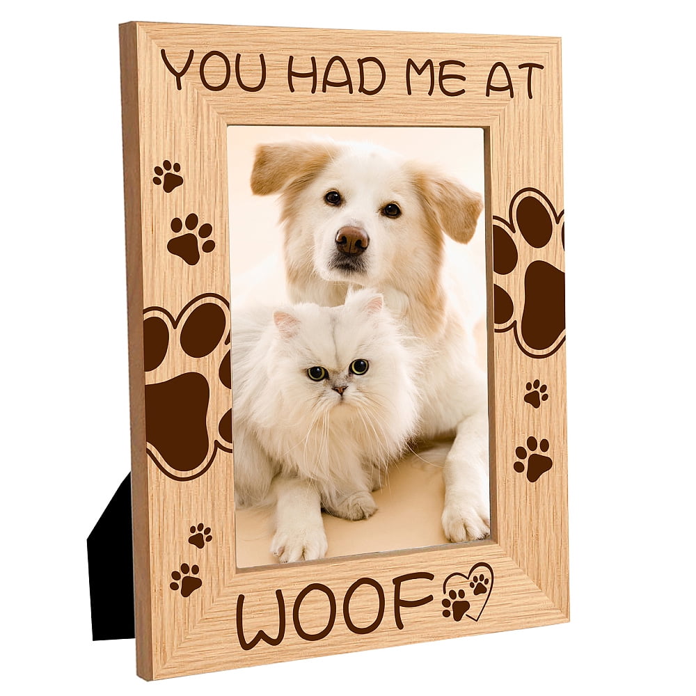 Pet Picture Frame Dog Paw Wood Photo Frames Cat Engraved Display Wooden Tabletop Postcard Frame