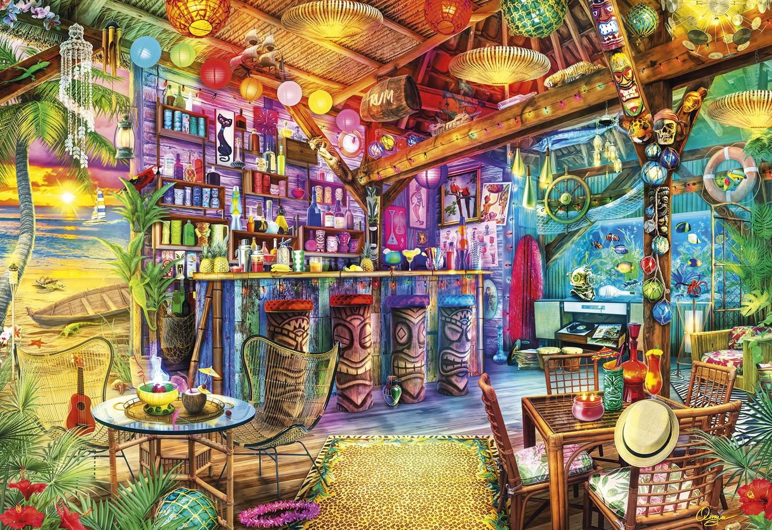 Buffalo Games Art & Photo Tiki Beach Sunset 2000 Piece Jigsaw Puzzle