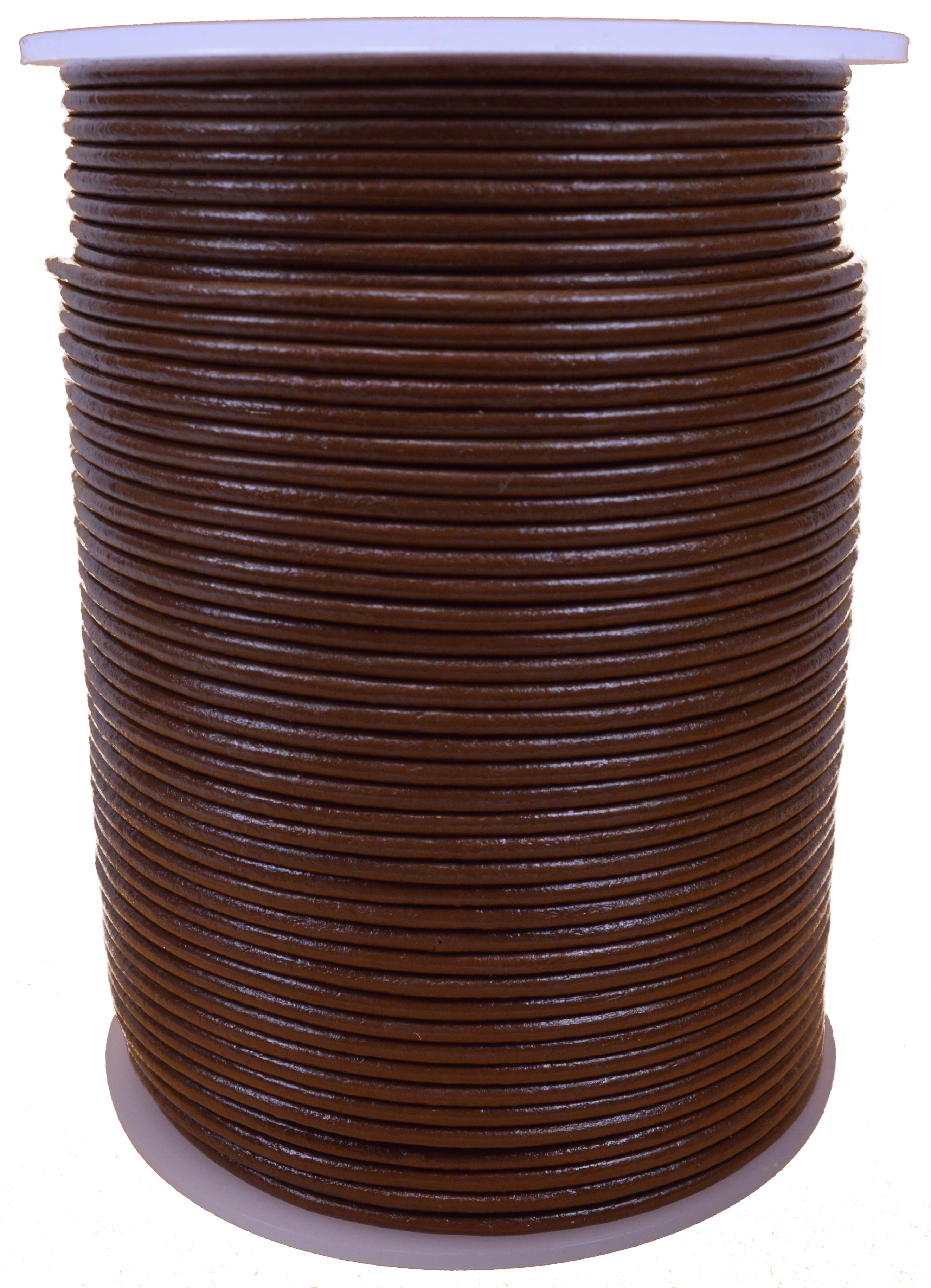 Light Brown Genuine Leather Round Cord - 2mm X 100m